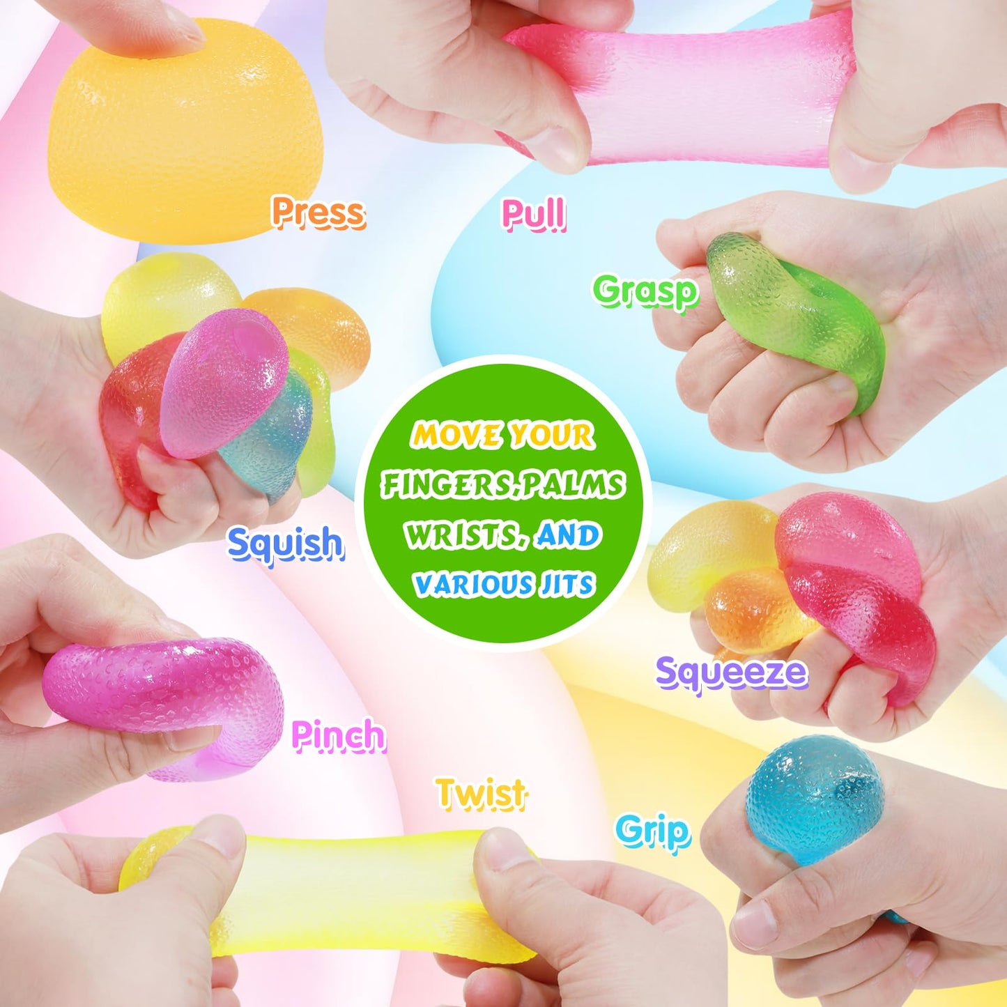 Fidget Toys Squishy 6Pack, Stress Cube Squishies Anxiety Stress Relief, Ice Squishy Stress Cube Sugar Balls, Sensory Toys for Ki