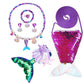 bibeikele Girls Mermaid Costume Dress UP Outfit Kids Cosplay with Necklace Mermaid Bag Hairpin 2-3Years(FCFK9-100)