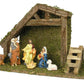 HOLY FAMILY NATIVITY CHRISTMAS SCENE - Nativity set includes a 8H wood stable and 6 polyresin nativity figurines - Baby Jesus, M