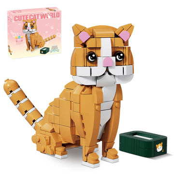 Kazi Cat Building Toy Set,Orange Cat Gift Idea For Animal-Lovers,Cat Sets For Boys And Girls Age 8-12,Garfield Cat Buildable Toy