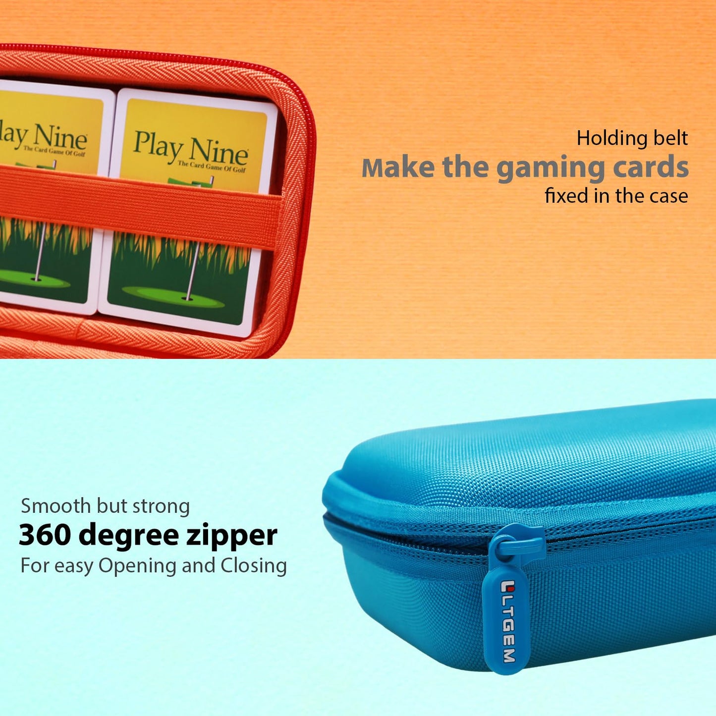 Ltgem Travel Cards Hard Case,Ptcg Trading Cards,Can Accommodate 300+Game Cards,Compatible Classic Game Cards Such As Phase 10/Uno Etc.(Dark Blue)