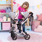 Bayer Twin Doll Pram Neo, Grey, Pink With Butterfly, Jean Look