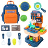 Kids Kitchen Playset with School Bag Backpack, 2in1 Pretend Play Cooking Toy Set, Includes Pots, Utensils and Food Accessories