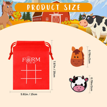 Sotiff 36 Pack Valentines Day Gifts for Kids Tic Tac Toe Strategic Board Game for Kids and Family Farm Animal Favors Bulk Goodi