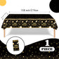 1PC Happy New Year Tablecloth, Disposable Black Gold NYE Party Tablecloth Decorations, Rectangular Plastic Happy New Year Table