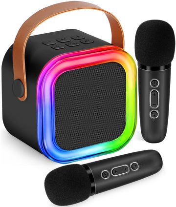 Mini Karaoke Machine For Kids,Girl Toys,Karaoke Microphone Wireless For Kids,Gifts For 4,5,6,7,8,9,10 Year Old Girl Toys (Black)