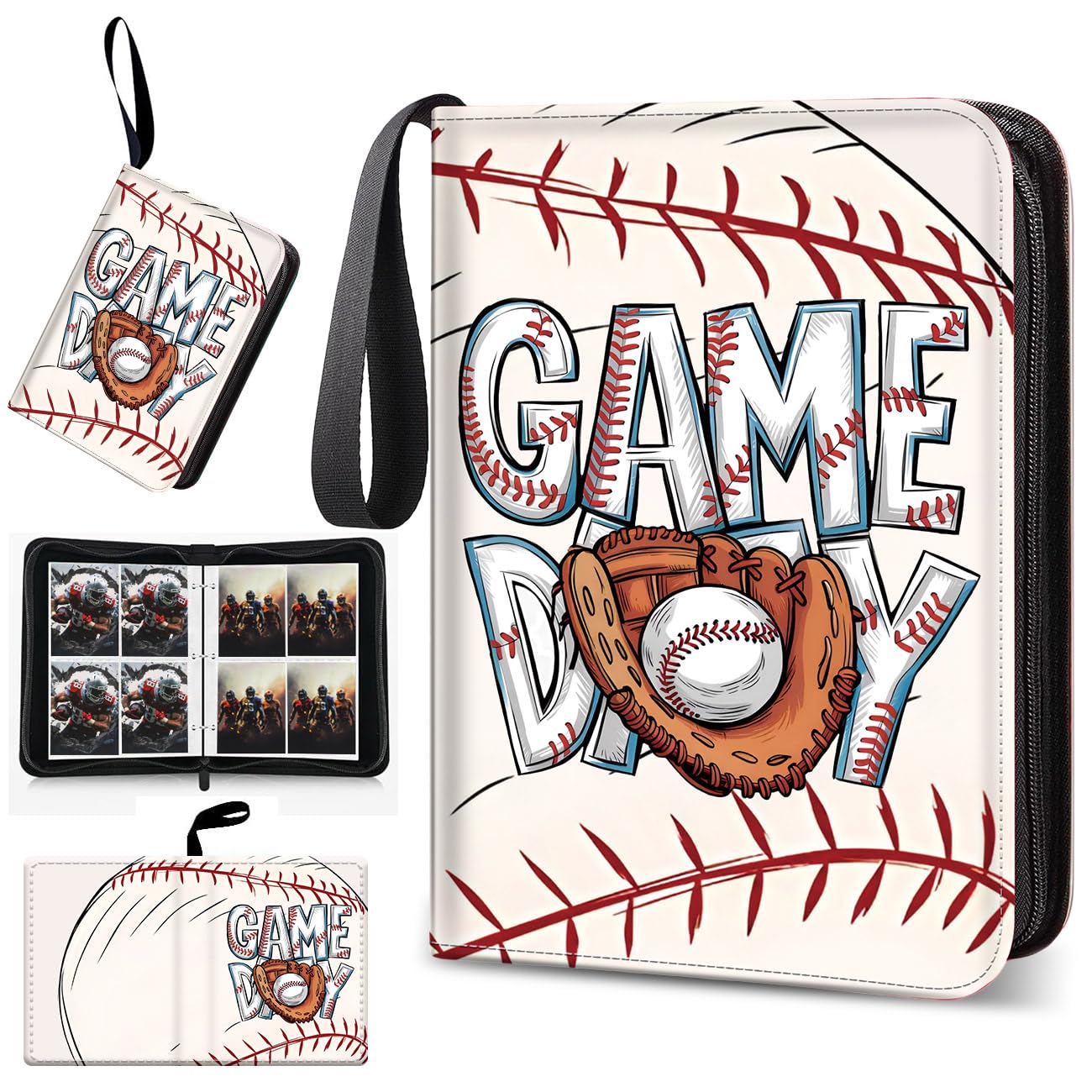 Baseball Card Binder  Trading Card Holder Protectors  4 Pocket Fits 400 Cards with 50 Removable Sleevesves Card Storage Album Folder Case Collector