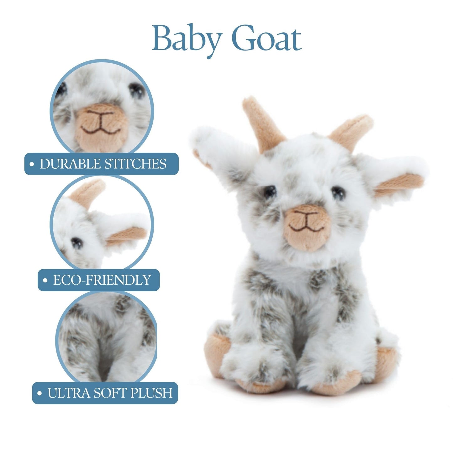 The Petting Zoo Goat Plush Toy - 6" Multi Color Stuffed Animal for Kids, Model 421021