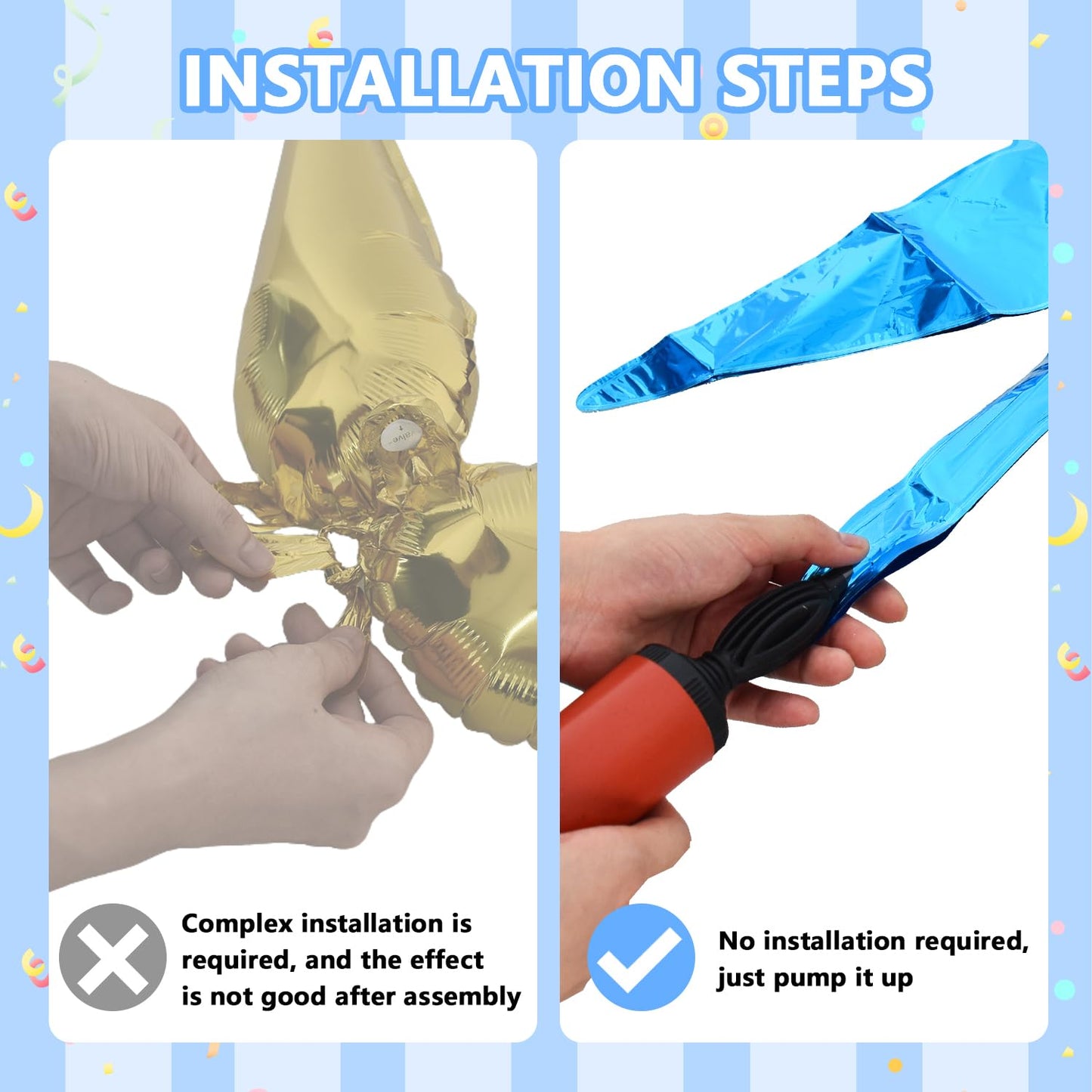 Toniful 8 Pcs Blue Star Foil Balloons Large Star Balloons Blue Explosion Star Mylar Balloons For Party Backdrop Christmas New Ye