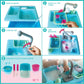 The Bubble Factory SPLASHFUN Wash-up Kitchen Sink Play Set, Color Changing Play Cups & Accessories, Running Water Pretend Play,
