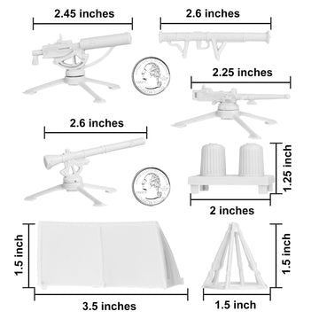 BMC Classic Plastic Army Men Camp Equipment - White 10pc Tents &  US Made