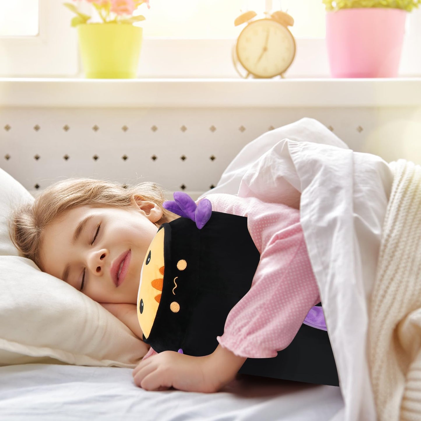 Mmguai 24'' Cute Black Axolotl Cat Plush Toy, Kawaii Plushies Big Axolotl Stuffed Animal, Soft Squishy Axolotl Kitten Plushies G