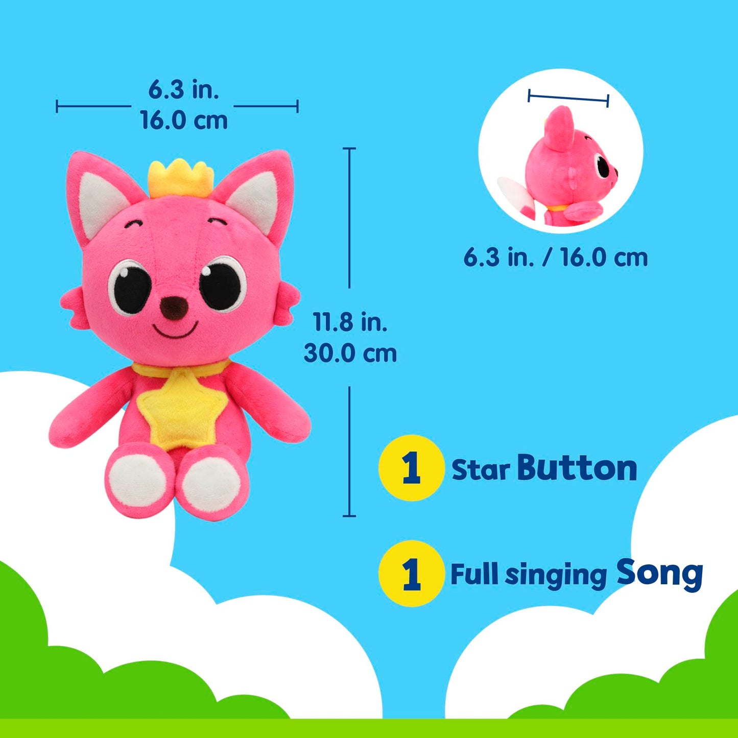 Pinkfong Singing Plush Toy, 11' Stuffed Animal Toys, Interactive Musical Baby Toys For Toddlers, Gifts For Boys & Girls