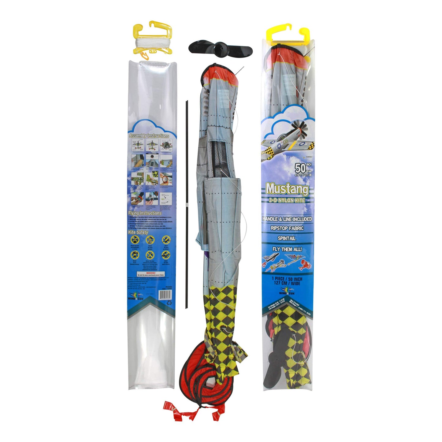 X-Kites Windnsun Super Size 3D Nylon Kite, Aircraft P-51 Mustang, 50 Inches Wide