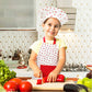 Jennice House Kids Apron Set with Chef Hat, Cute Child Baking Aprons with Adjustable Neck Strap and Pockets for Girls Boys Cooki