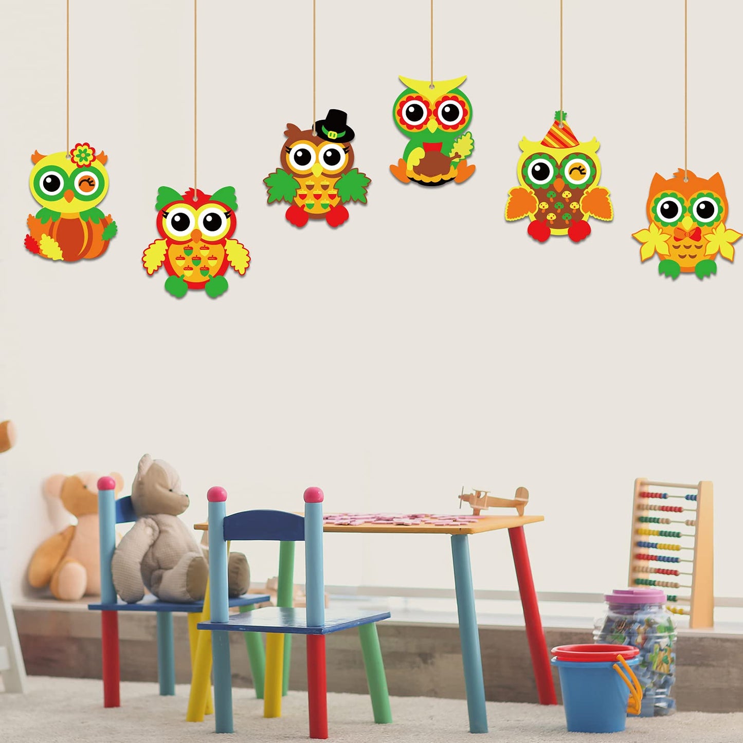 Chiazllta 30 Packs Fall Thanksgiving Craft For Kids Thanksgiving Owl Diy Art Craft With Fall Autumn Leaves Pumpkins Stickers Mak