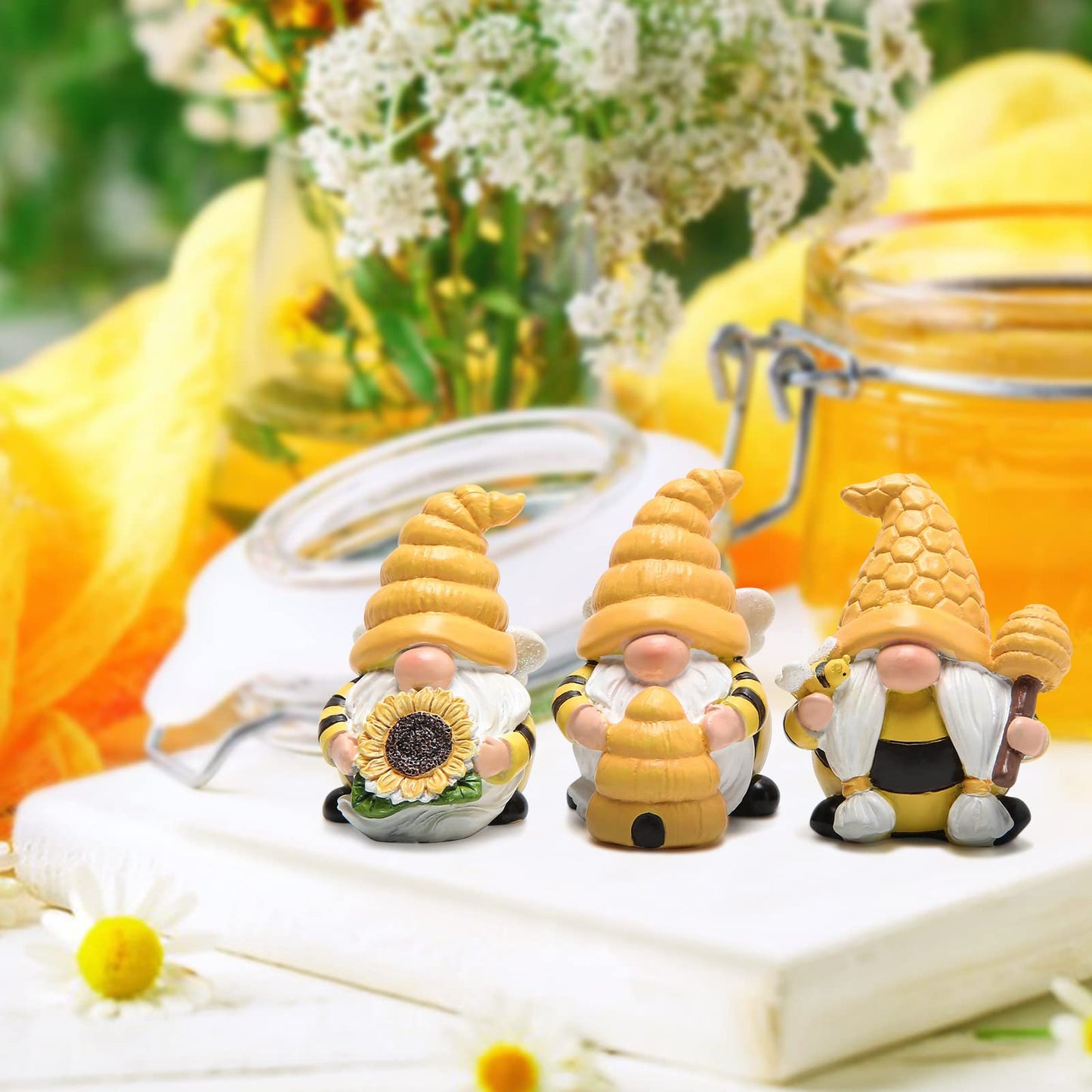 Hodao 3 Pcs Bumble Bee Spring Gnome Decorations Honey Bee Gnomes Ornaments World Bee Day Decorations Gifts Fall Thanksgiving Gnomes Figurines Honey Bee Birthday Gifts For Mom,Grandma, Women