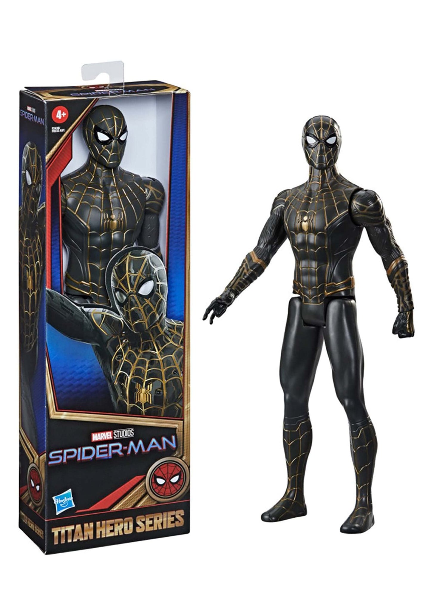 Spider-Man Marvel Titan Hero Series 12-Inch Black And Gold Suit Action Figure Toy, Inspired Movie, For Kids Ages 4 And Up