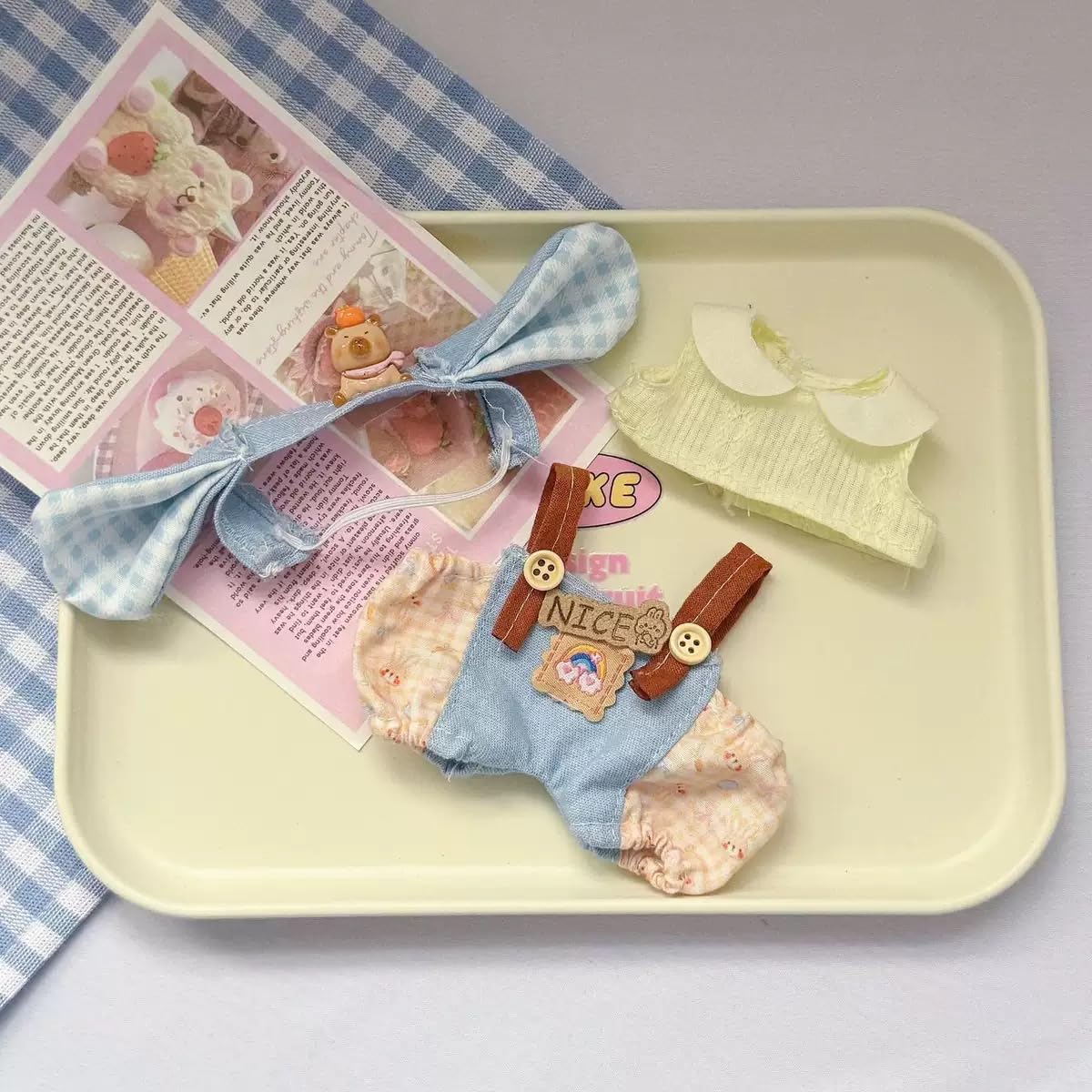 Clothes for Doll Accessories  Handcrafted 15cm-17cm for La bu Doll  enhanced Knitted Sweater for Dolls Outfit with Accessories  Cute Clothes for Dolls Dress up Unique Style(Blue)