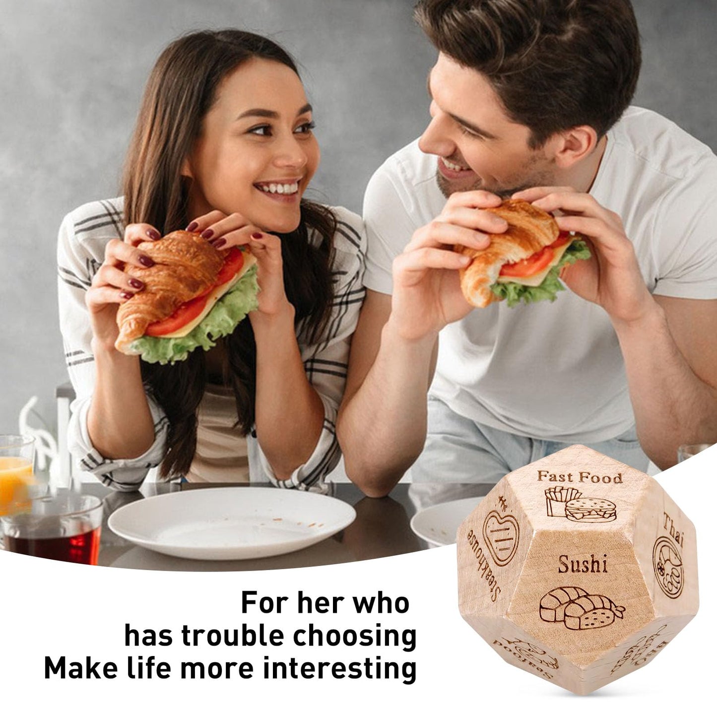 kykake Food Dice Decision Game - Couples Date Night Gift, Plastic, Ideal for Birthdays & Graduations, Perfect for Him or Her