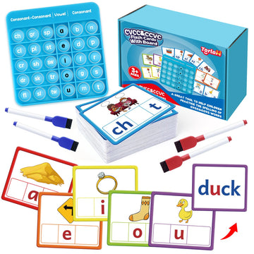 Torlam CVCC & CCVC Word Games - Sight Words Flash Cards for Kids, Phonics Learning, Speech Therapy, Small Size, White