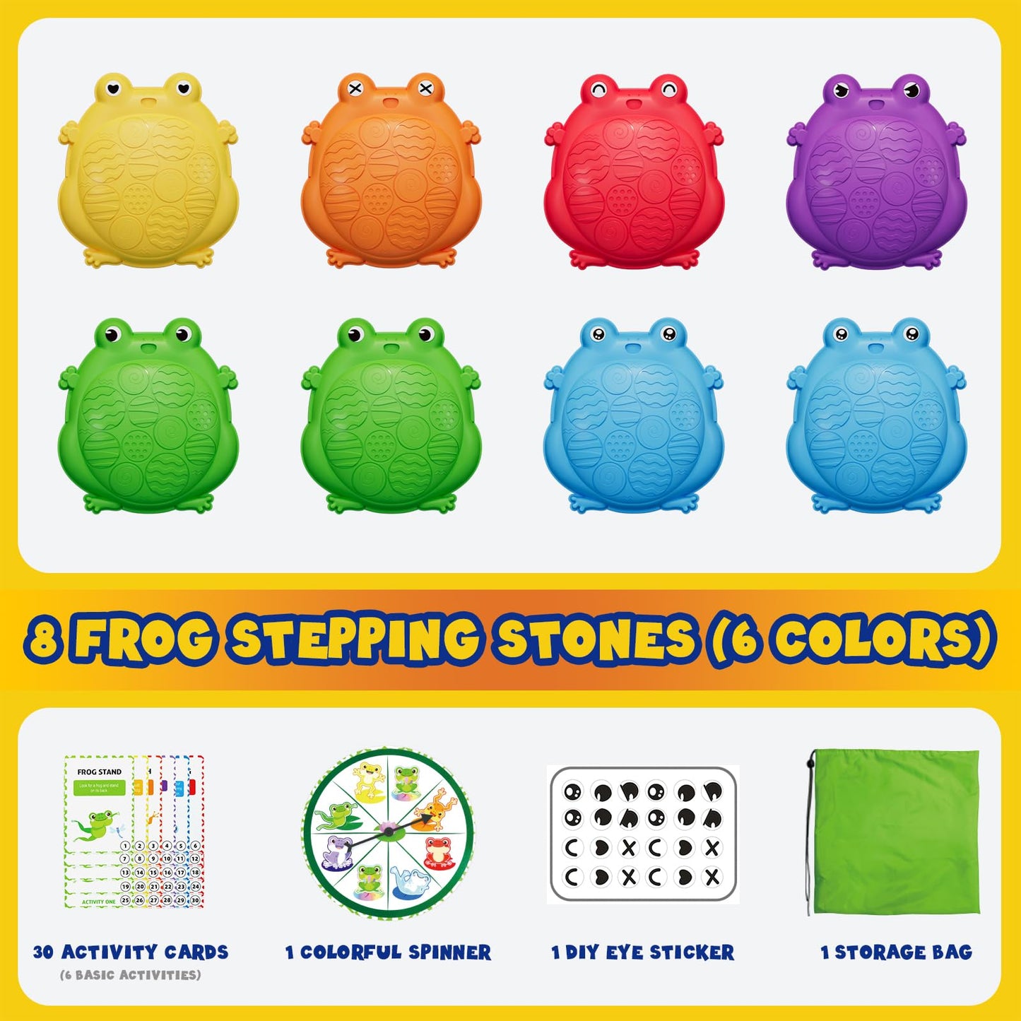 Hyes Stepping Stones For Kids, 8Pcs Non-Slip Toddler Balance Steps Stones, Obstacle Courses Sensory Toys, Coordination Game Gift