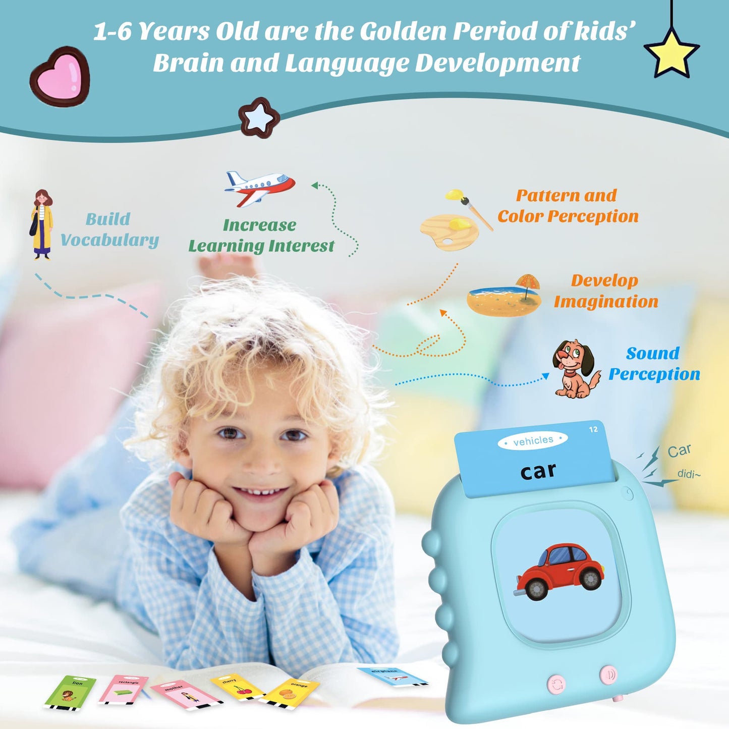 Pocket Speech Therapy Materials Toys For Toddlers 1-6, 510 Sight Words Learning Toy Talking Flash Cards, Autism Sensory Toys, Le