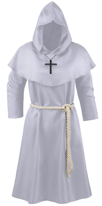 Knelor Kids Medieval Friar Monk Hooded Robe Renaissance Priest Hooded Robe Halloween Cosplay Costume Cloak