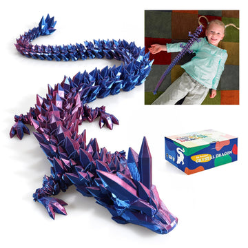 Meet Gladness 30 In 3D Printed Dragon, 30Inch Dragon,3D Dragon Toy,Large Dragon Present,Ariculated Crystal Dragon (Blue Purple,