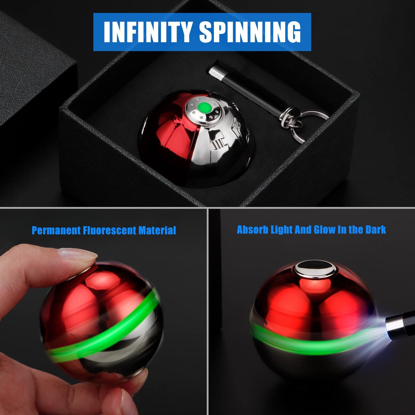 Cool Metal Fidget Spinner Desk Toy Glow in The Dark  Luminous Heavy Duty Spinner EDC Birthday for Kid mature-themed  Finger Gyro Gadget Toy for Home Office Classroom  Stress Relieve Focus Toy