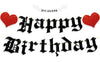 Ushinemi Pre-Strung Goth Birthday Decorations, No Diy Gothic Happy Birthday Banner Glitter Funeral Birthday Party Supplies