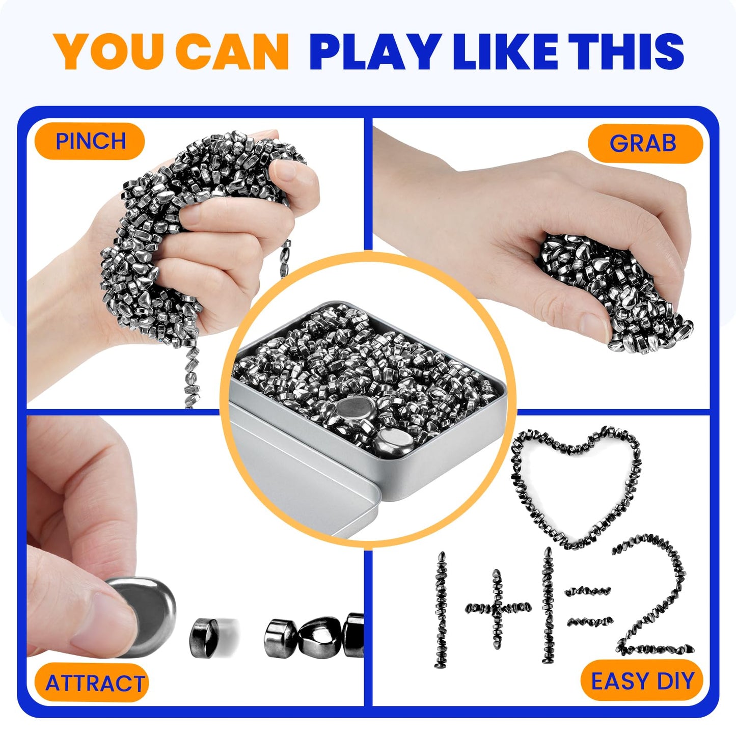 LECTRUS Magnetic Balls Over 1000 PCS Mini Magnetic Putty  with 2 Big Smooth Magnetic Beads  Fidget Toys for mature-themed  Weak Ferrite Putty Desk Toys for Office (Black)