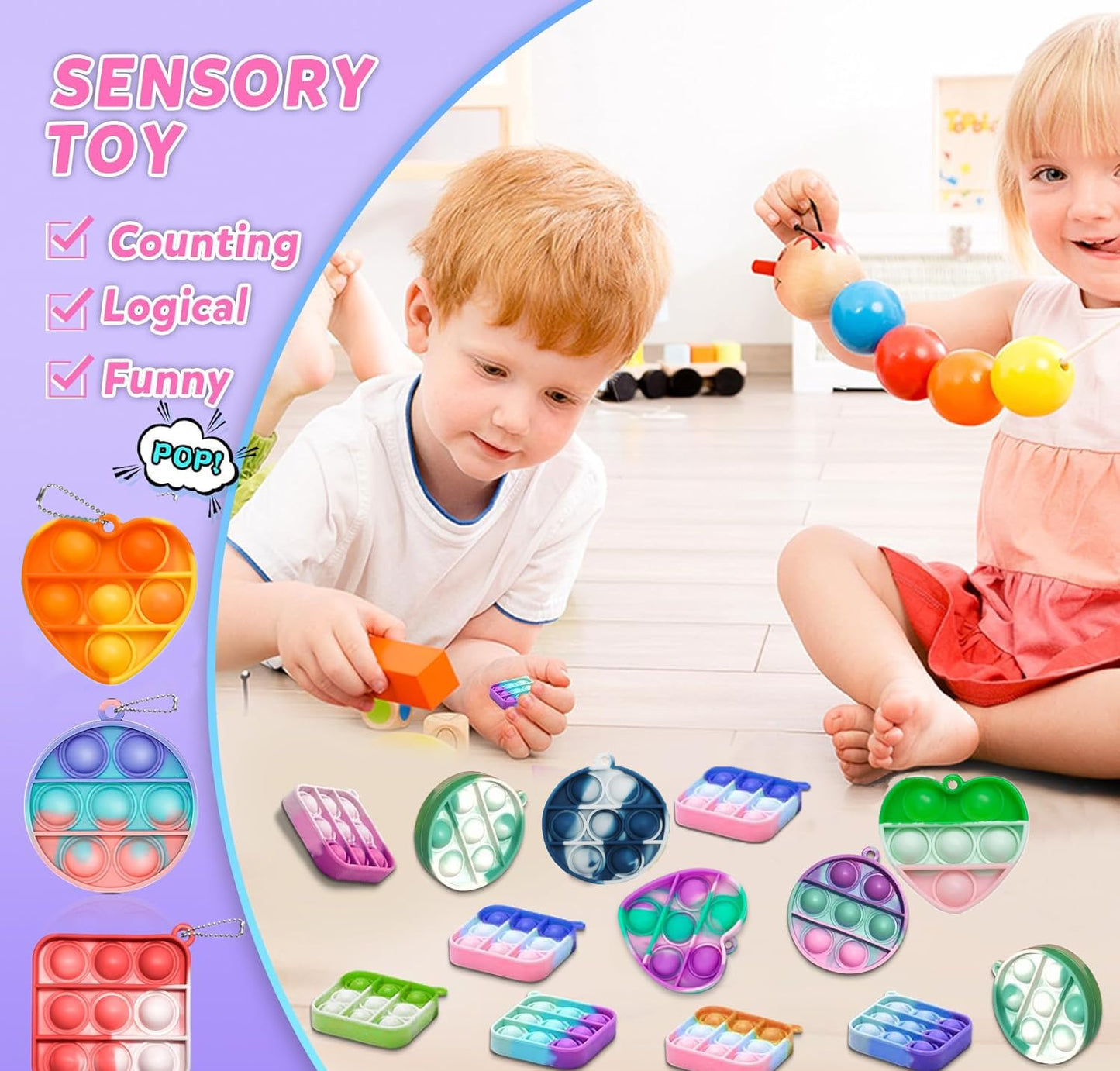 12Pcs 2In Random Pop Bubble Fidget Sensory Toys, Pop Toy Bulk For Party Favor, Classroom Student Prizes Easter Basket Goodie Bag