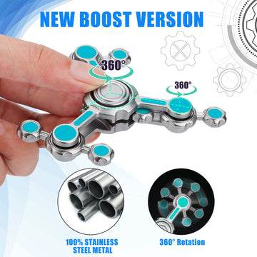 Dilabnba Cool Gravity Fidget Spinner Gear Toy For Kids Adults, Light Up In The Dark Finger Fingertip Gyro Stocking Stuff Present, Desk Mini Gadget Tool Metal Toy For Focus Stress Relieving(Blue)