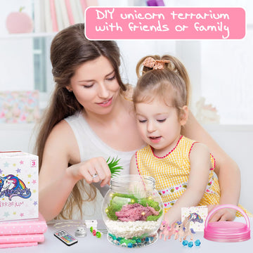 Diy Light-Up Unicorn Terrarium Kit For Kids,3 Light Modes Unicorn Toys & Activities Kits Presents,Arts & Crafts Unicorns Gift For Girls Age 4 5 6 7 8-12 Year Old Birthday Gift, Bedroom Decor