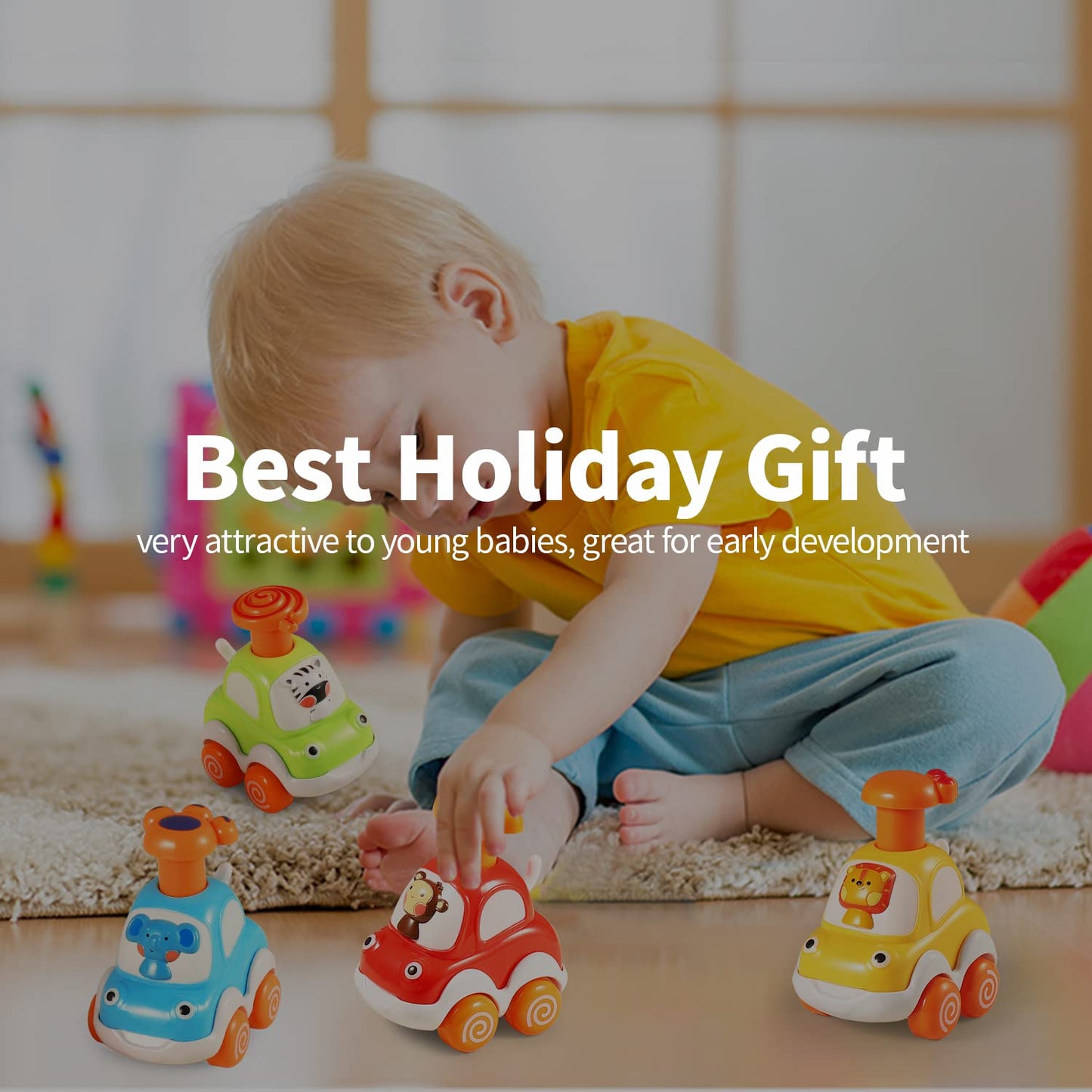 ALASOU Animal Car Baby Toys for 1-2 Year Old Boys, Multi-color, ABS Material, Perfect First Birthday Gift for Toddlers