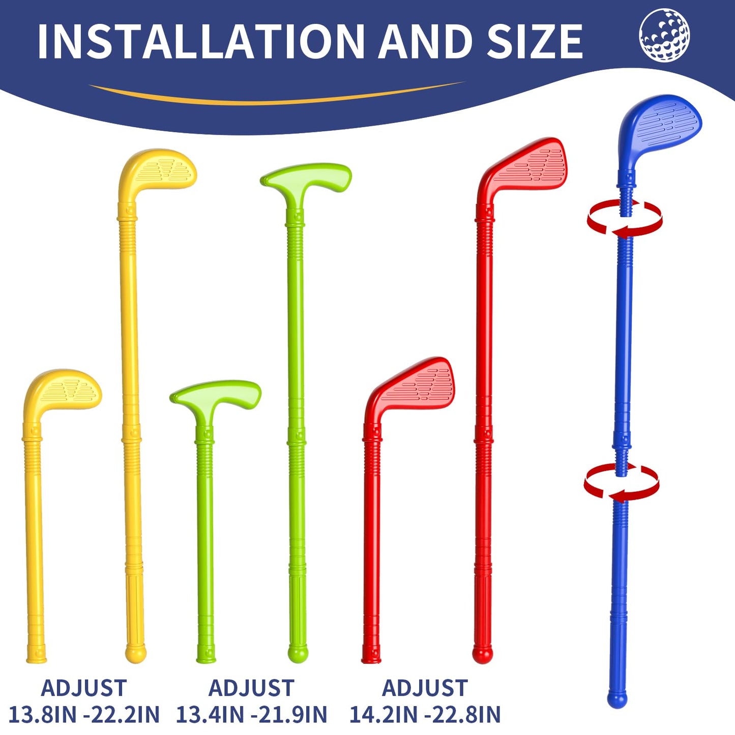 WATUDOU Toddler Golf Set Toys for Kids, Kids Toddler Golf Clubs with 7 Balls, Putting Mat & Golf Board, Toys Gifts for 3 4 5 6 Y