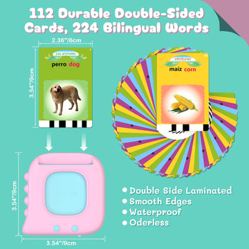 Pocket Speech Therapy Toys For 1 2 3 4 5 Years, Bilingual Spanish English 224 Sight Words Toddler Flash Cards Preschool Learning