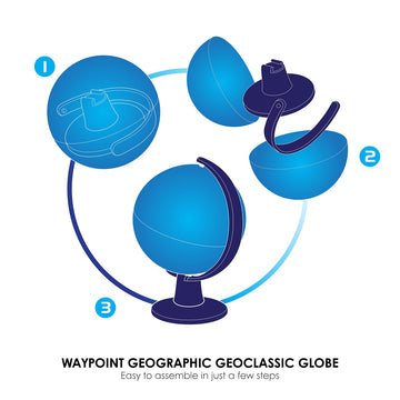 Waypoint Geographic Geoclassic Globe, 6    Ready-To-Assemble Blue Ocean World Globe, Up-To-Date Cartography, Perfect Globe For E
