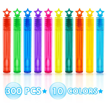 Bubble Wand, 300 Pieces Mini Bubble Wands Bulk in 10 Colors, Bubbles Party Favors Bulk for Kids, Summer Toys for Girls & Boys, C