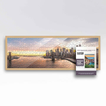 13X39 Natural Solid Wood Picture Frame Set With Peel And Stick Puzzle Glue Sheets | Interior Depth 0.5 Inches | Natural Traditio