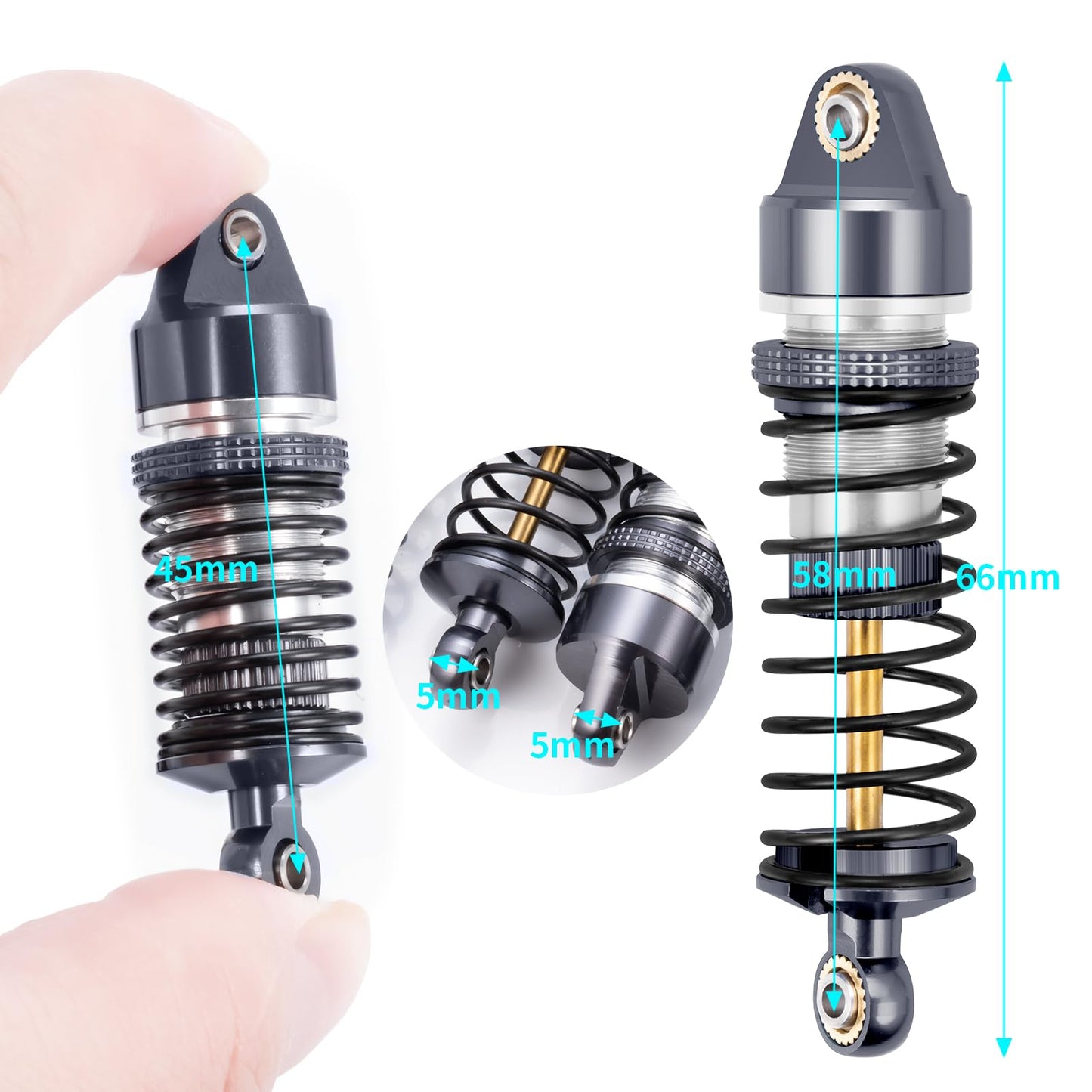 Brkrc Aluminum Front Rear Shocks Absorber Rc Damper For Arrma 1/18 Granite Typhon Mojave Grom Rc Crawler Upgrade (Titanium)