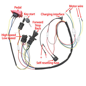 Jrrxm 6V 12V 18V 24V Diy Wires Harness Conversion Kit For Kid 'S Ride On Toys Electric Car,Set Of Wire Harness Switch Motor Gear