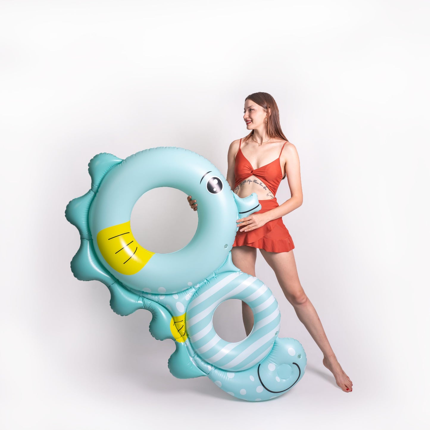 Inflatable Sea-Horse Pool Float, Swimming RNG, 2 Person Inflatable Swimming Ring, Party Float Decorations, Swimming Tube Floaty