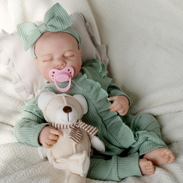 Jirachi Lifelike Reborn Baby Dolls, 18 Inch Real Life Soft Body Sleeping Newborn Baby, Realistic Reborn Baby Girl With Toy Accessories For Girls Green