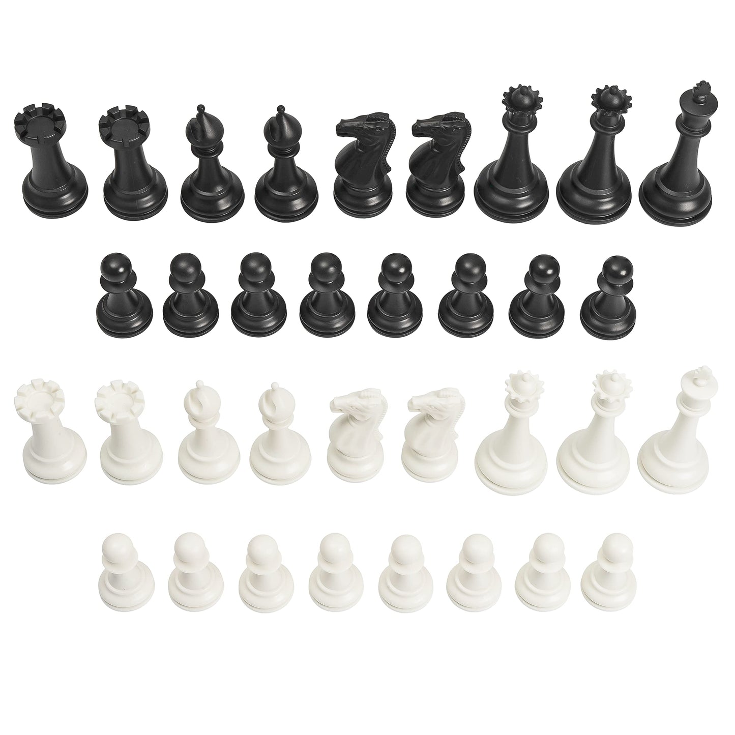 Chess Geeks 1X Single Weighted Chess Pieces Only - Modern Style - 32 Pieces + 2 Extra Queens - King 4' Tall