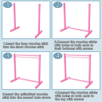 Civaner Doll Garment Rack With Wooden Clothes Hanger For 18 Inch Girl Doll Clothes Mini Hangers Wardrobe Furniture Accessories For Dollhouse Baby Shower Supplies(Pink)
