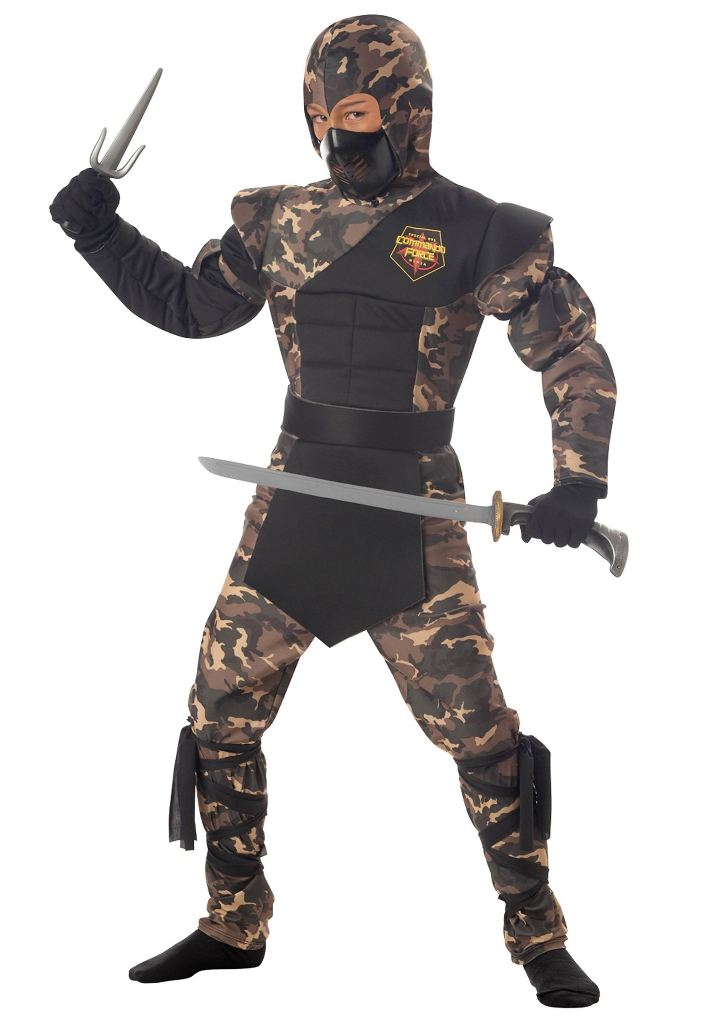 California Costumes Boys Special Ops Ninja Child Costume,Green/Brown