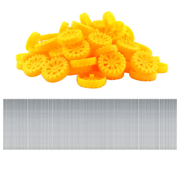 Eudax 300 Pcs 30Mmx8Mm Plastic Roll 2Mm Dia Shaft Toys Wheel And 2Mmx100Mm Stem Shaft Round Rod Axles For Diy Toy Rc Car Truck Boat Helicopter Model Part Building Projects (Yellow)