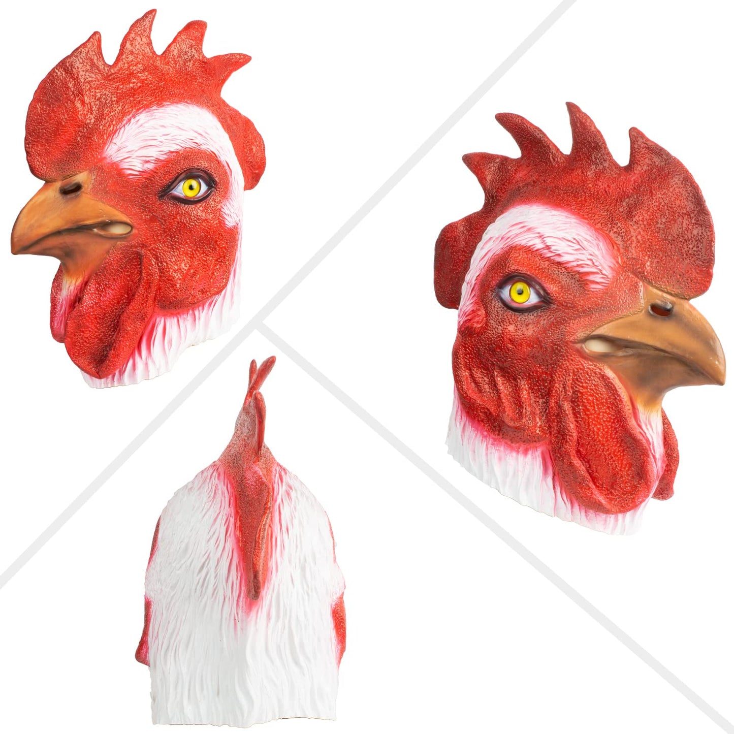 PartyHop Rooster Mask Animal Latex Full Head Realistic Masks Chicken Fancy Dress for Halloween Carnival Costume Party